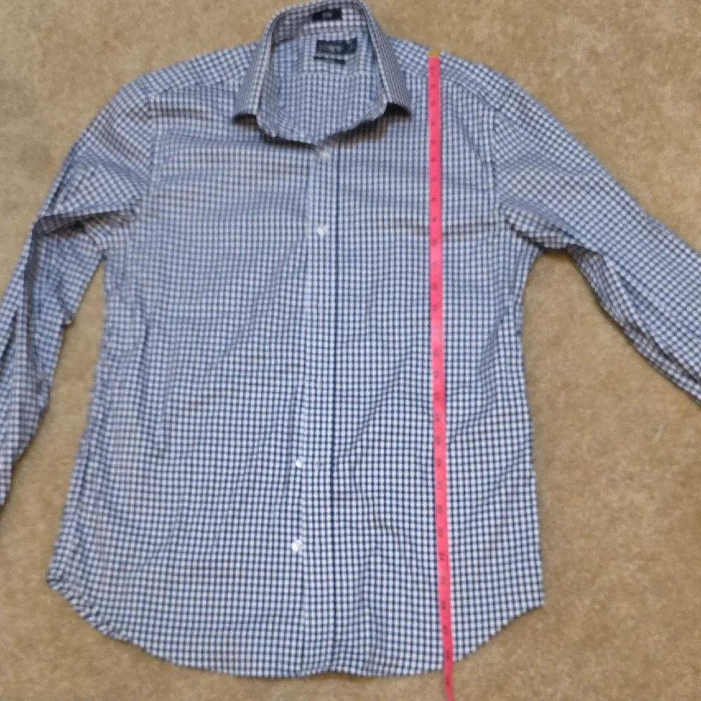 J. Crew Navy and White Men's Gingham Shirt Medium‎